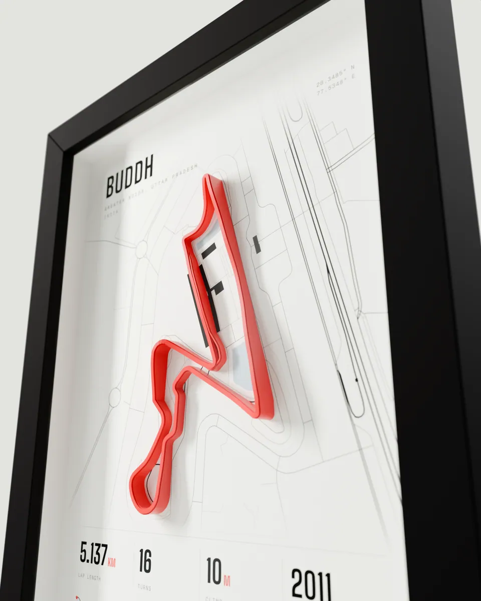 Buddh frame in the Light design, close-up of the raised track