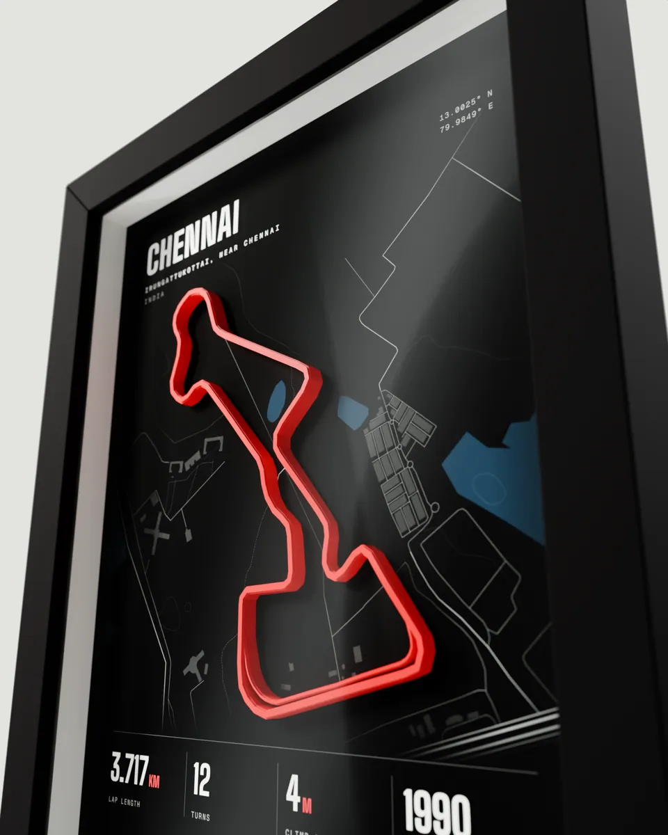 Chennai frame in the Dark design, close-up of the raised track