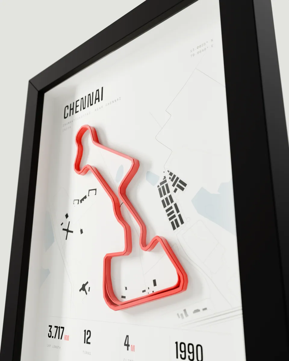 Chennai frame in the Light design, close-up of the raised track