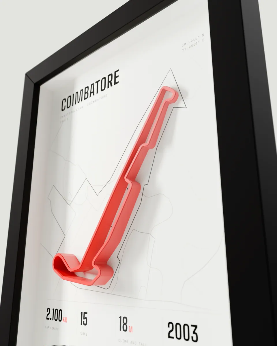 Coimbatore frame in the Light design, close-up of the raised track