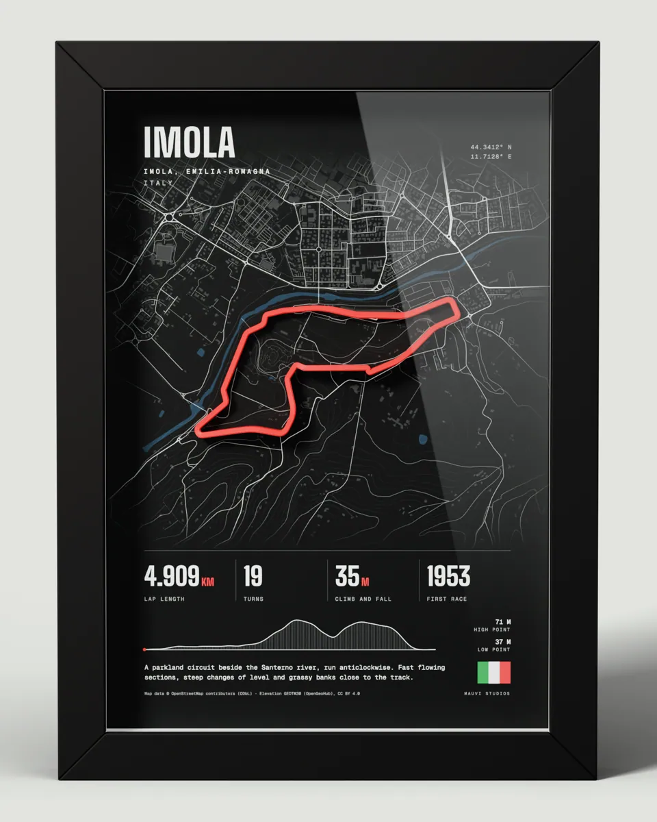 Imola frame in the Dark design, front view