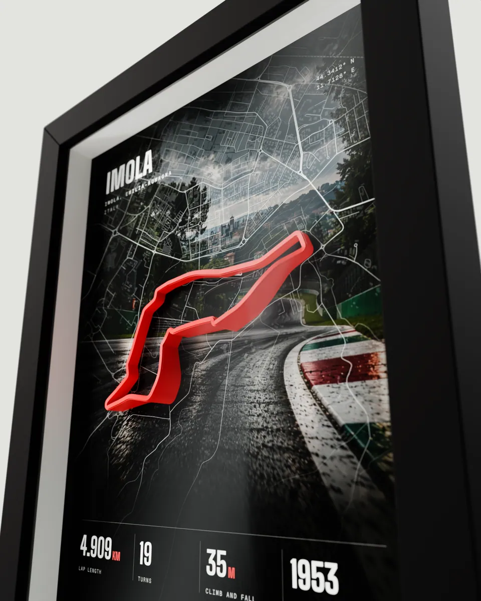Imola frame in the Photo design, close-up of the raised track