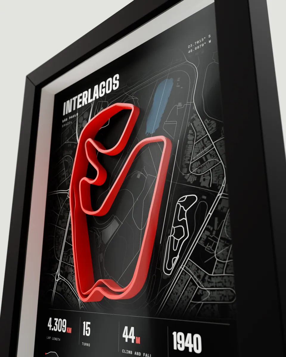 Interlagos frame in the Dark design, close-up of the raised track