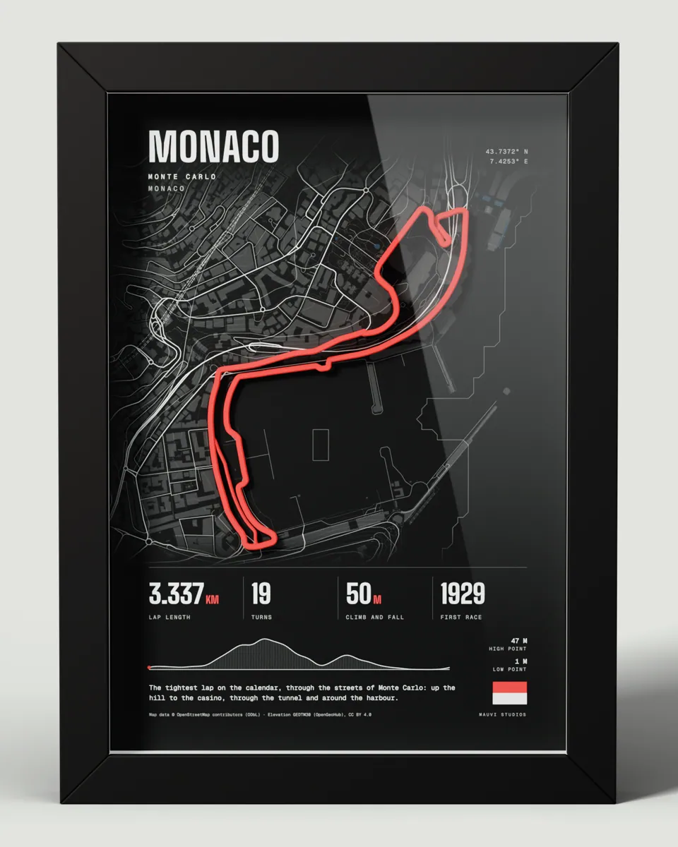 Monaco frame in the Dark design, front view