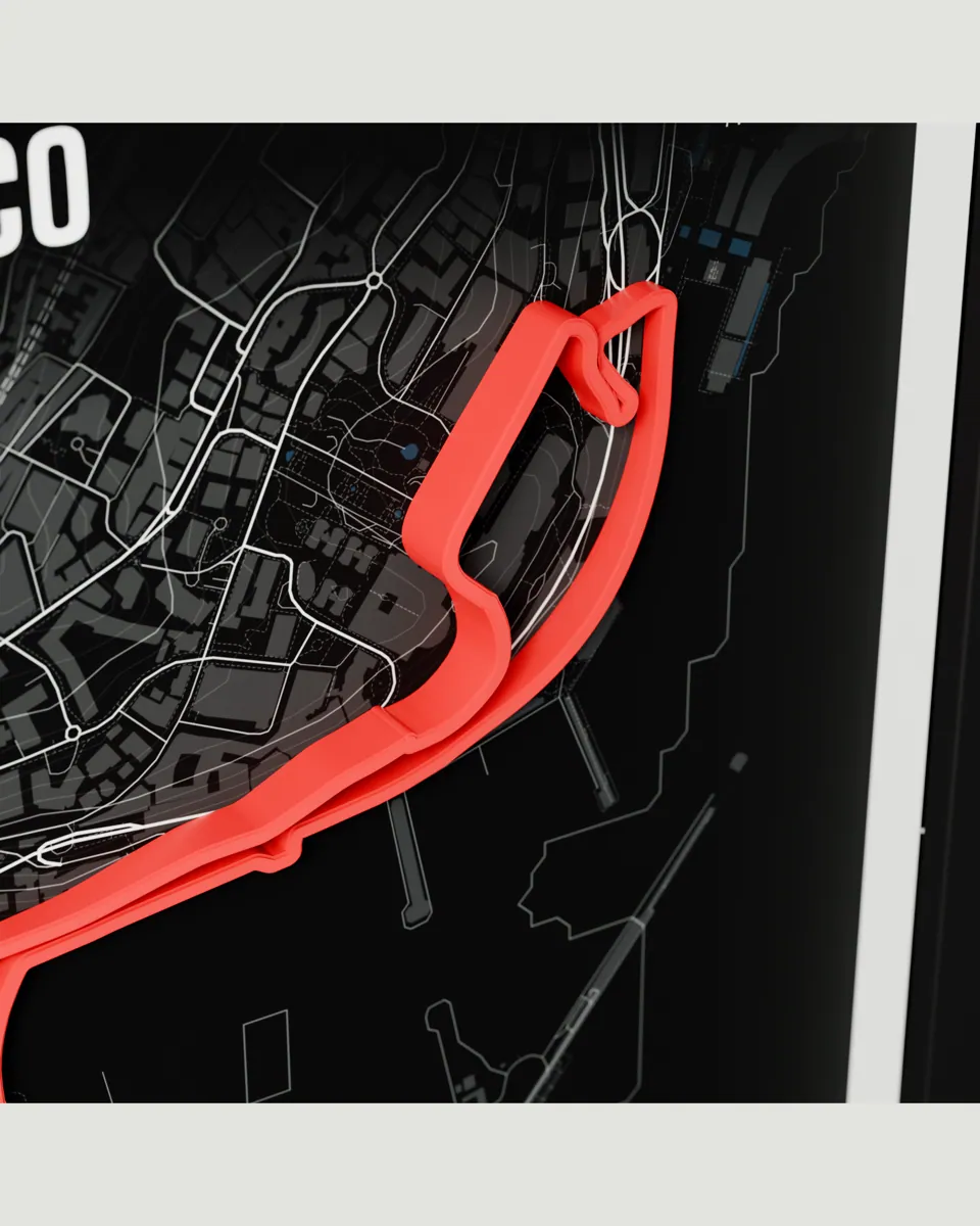 Monaco frame in the Dark design, close-up of the relief