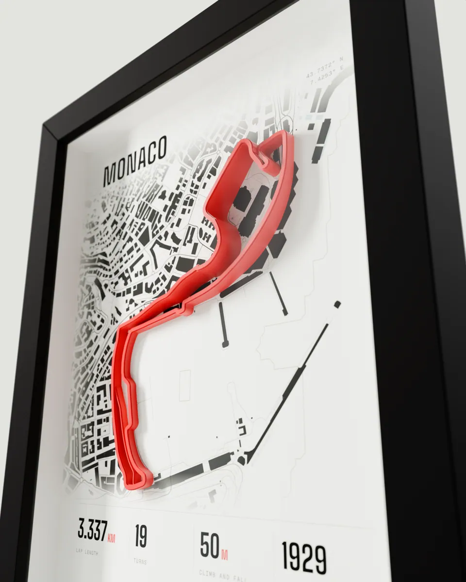 Monaco frame in the Light design, close-up of the raised track