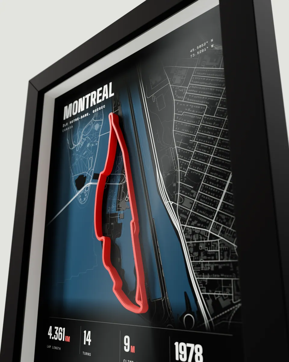 Montreal frame in the Dark design, close-up of the raised track