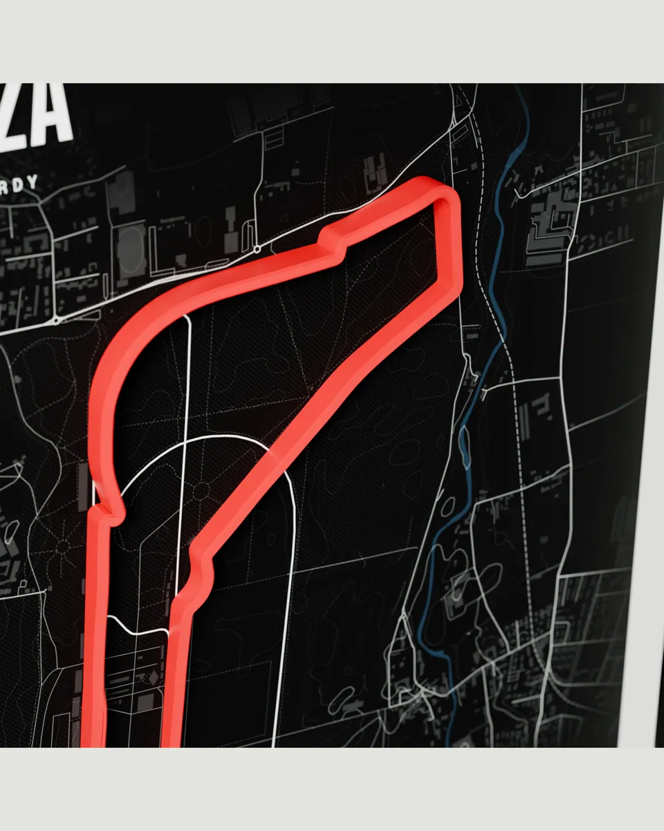Monza frame in the Dark design, close-up of the relief