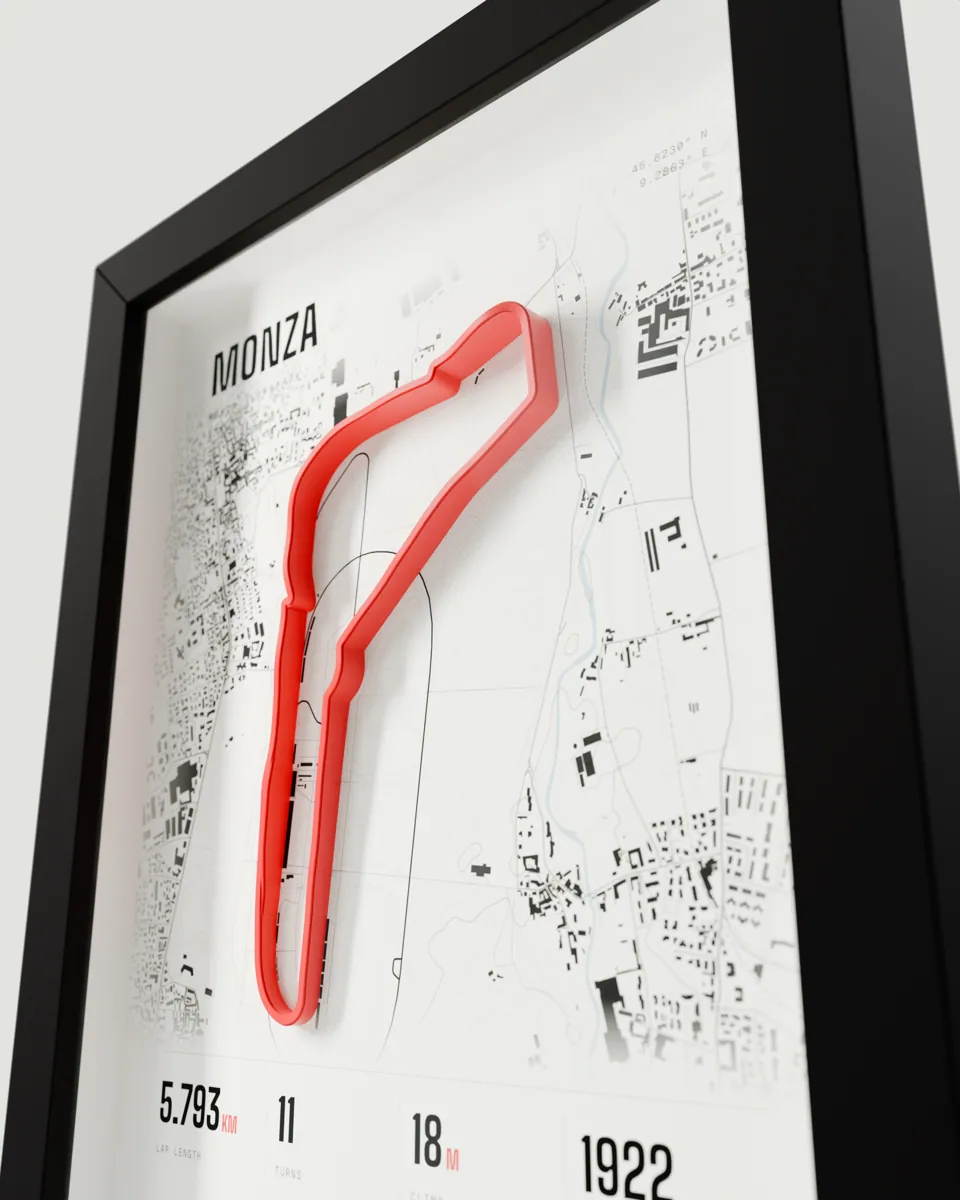 Monza frame in the Light design, close-up of the raised track