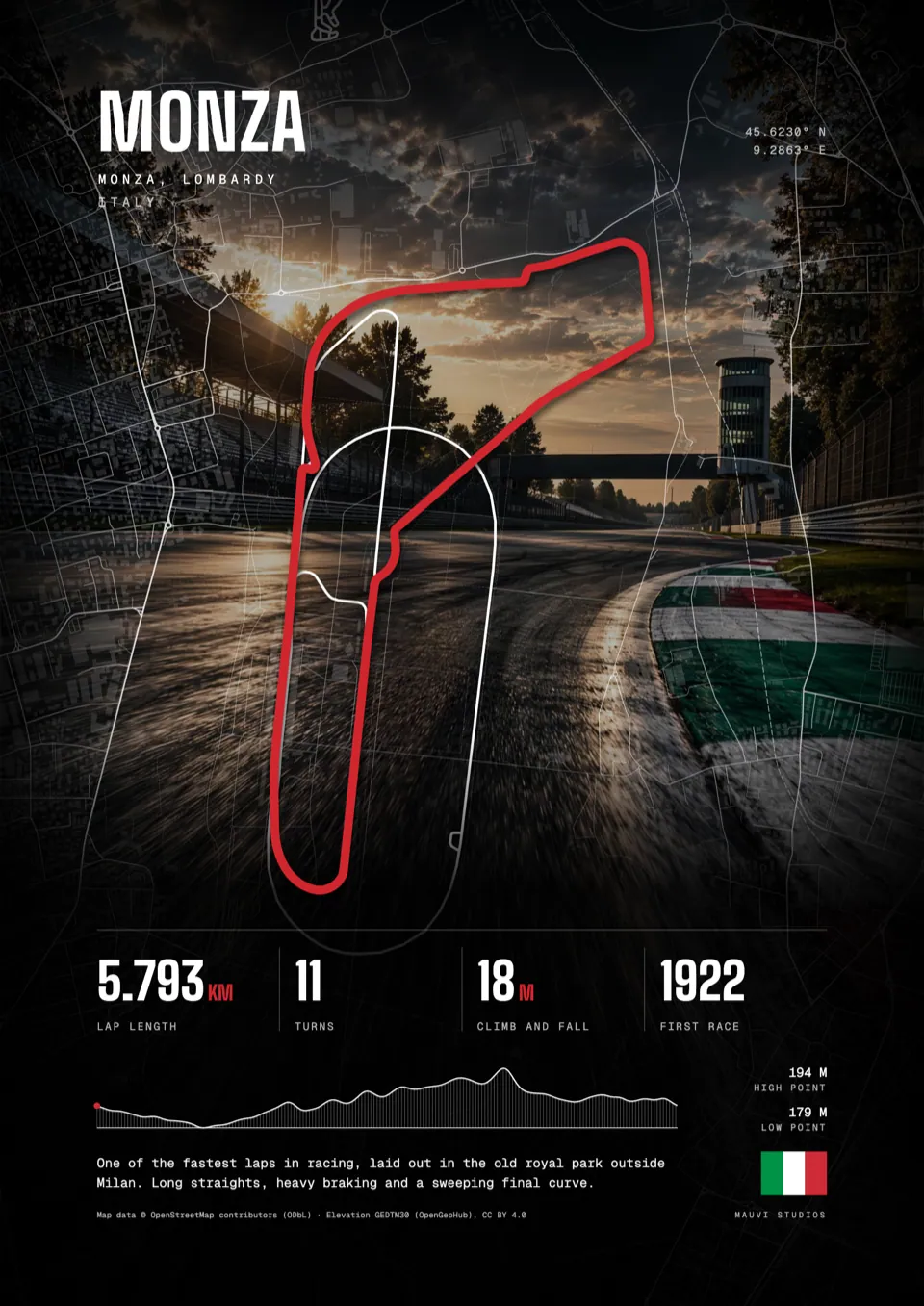 Monza, Italy: framed poster in the Photo design, front view