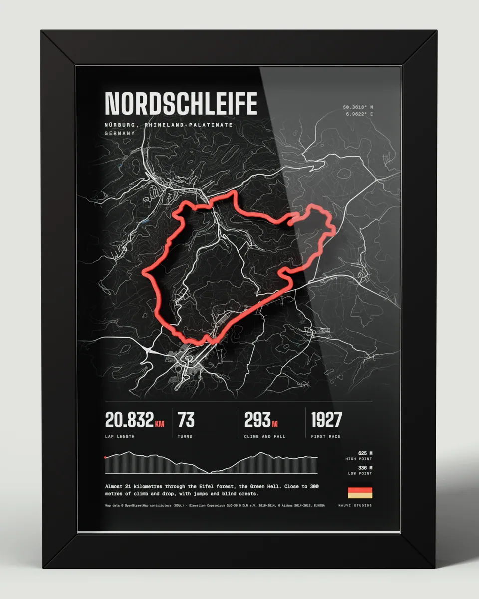 Nordschleife frame in the Dark design, front view