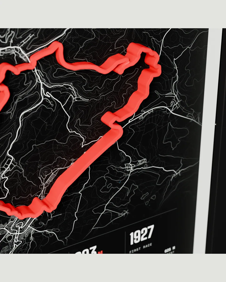Nordschleife frame in the Dark design, close-up of the relief