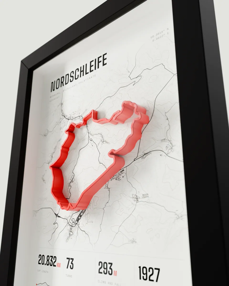 Nordschleife frame in the Light design, close-up of the raised track