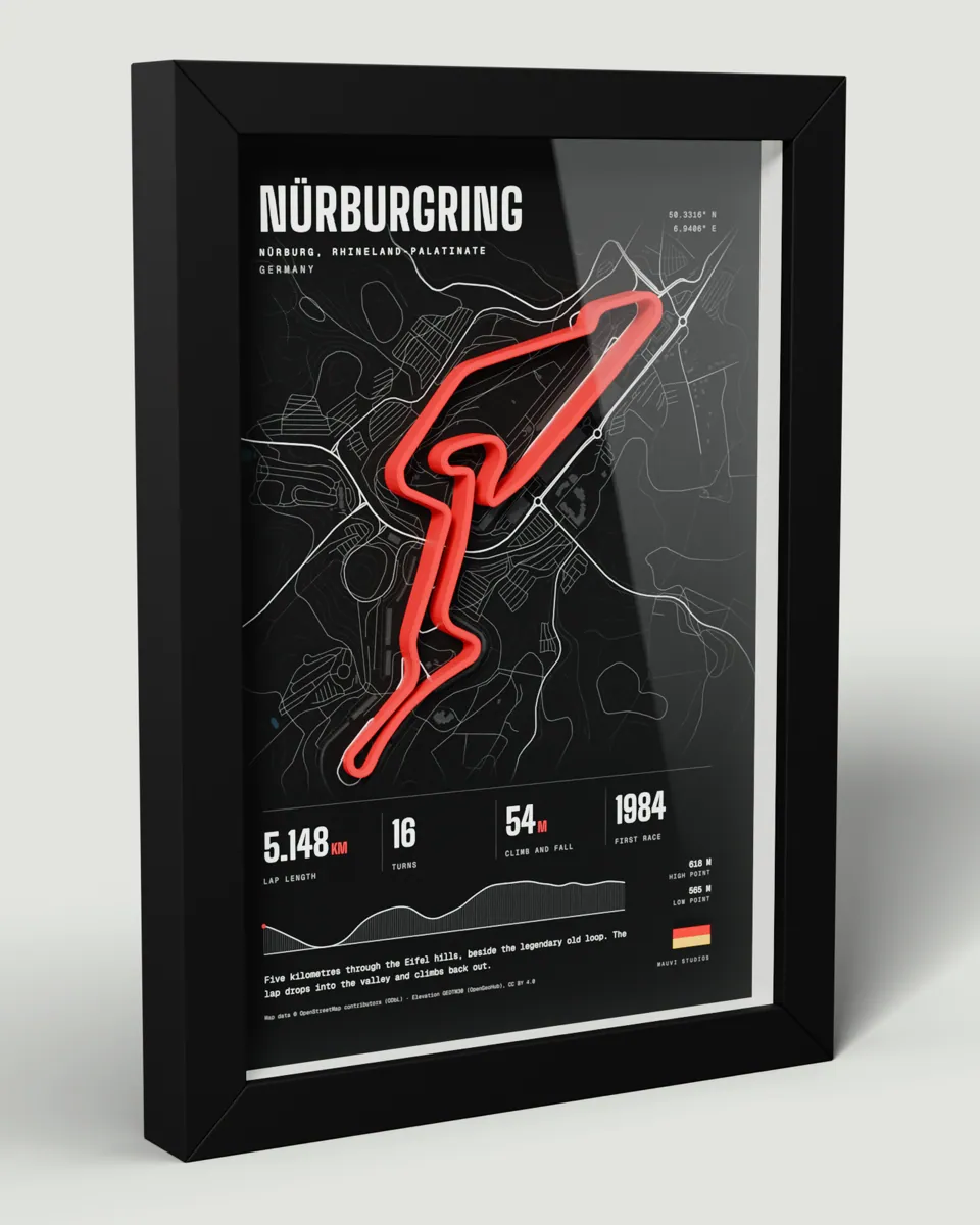 Nürburgring, Germany 3D track frame in the Dark design