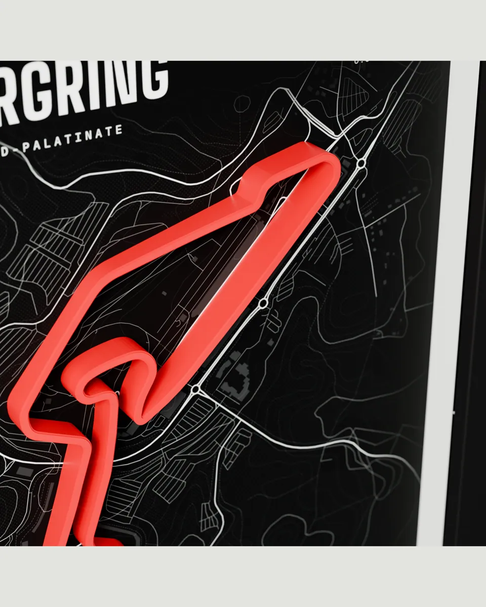 Nürburgring frame in the Dark design, close-up of the relief