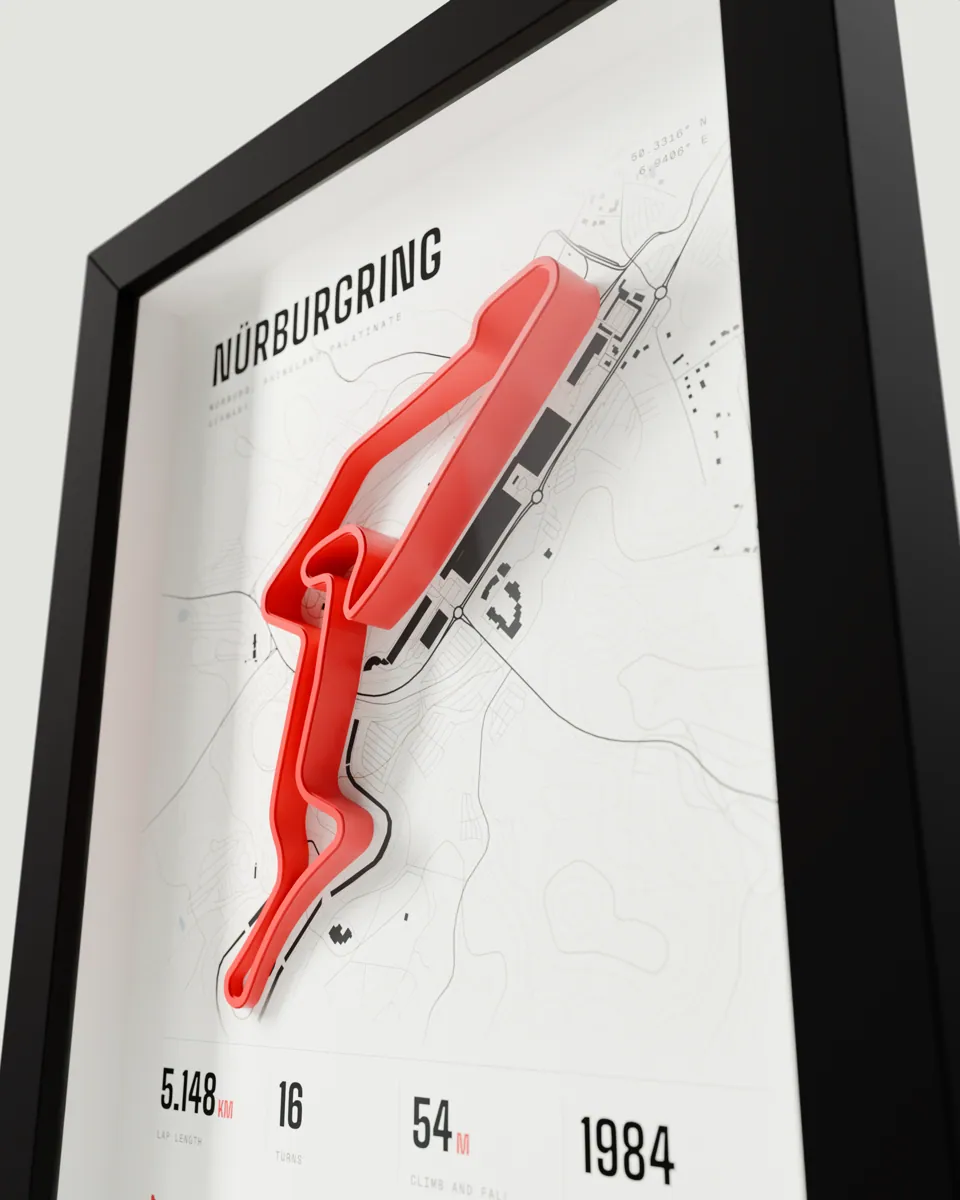 Nürburgring frame in the Light design, close-up of the raised track