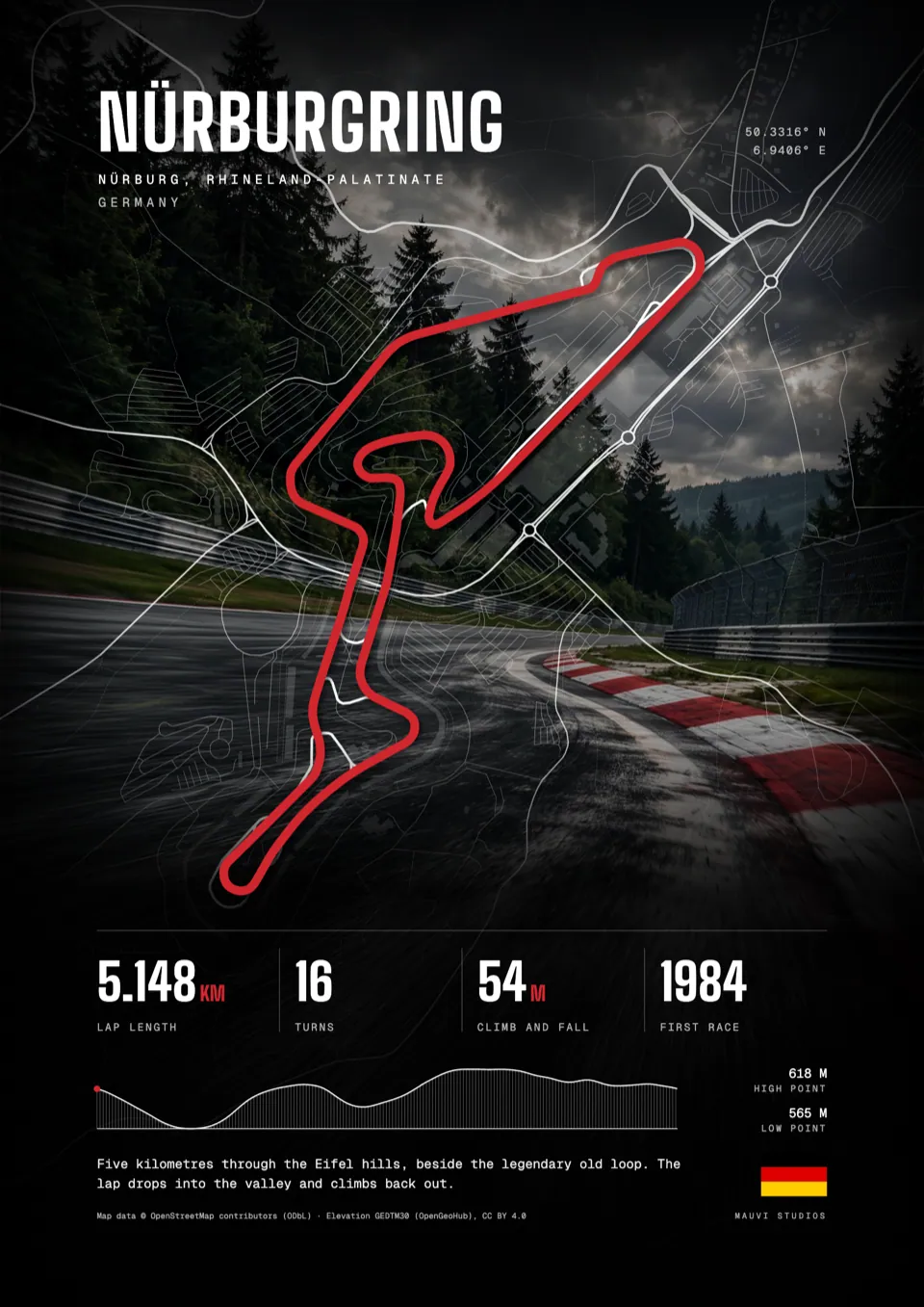 Nürburgring, Germany: framed poster in the Photo design, front view
