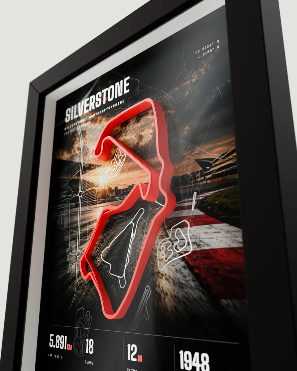 Silverstone frame in the Photo design, close-up of the raised track