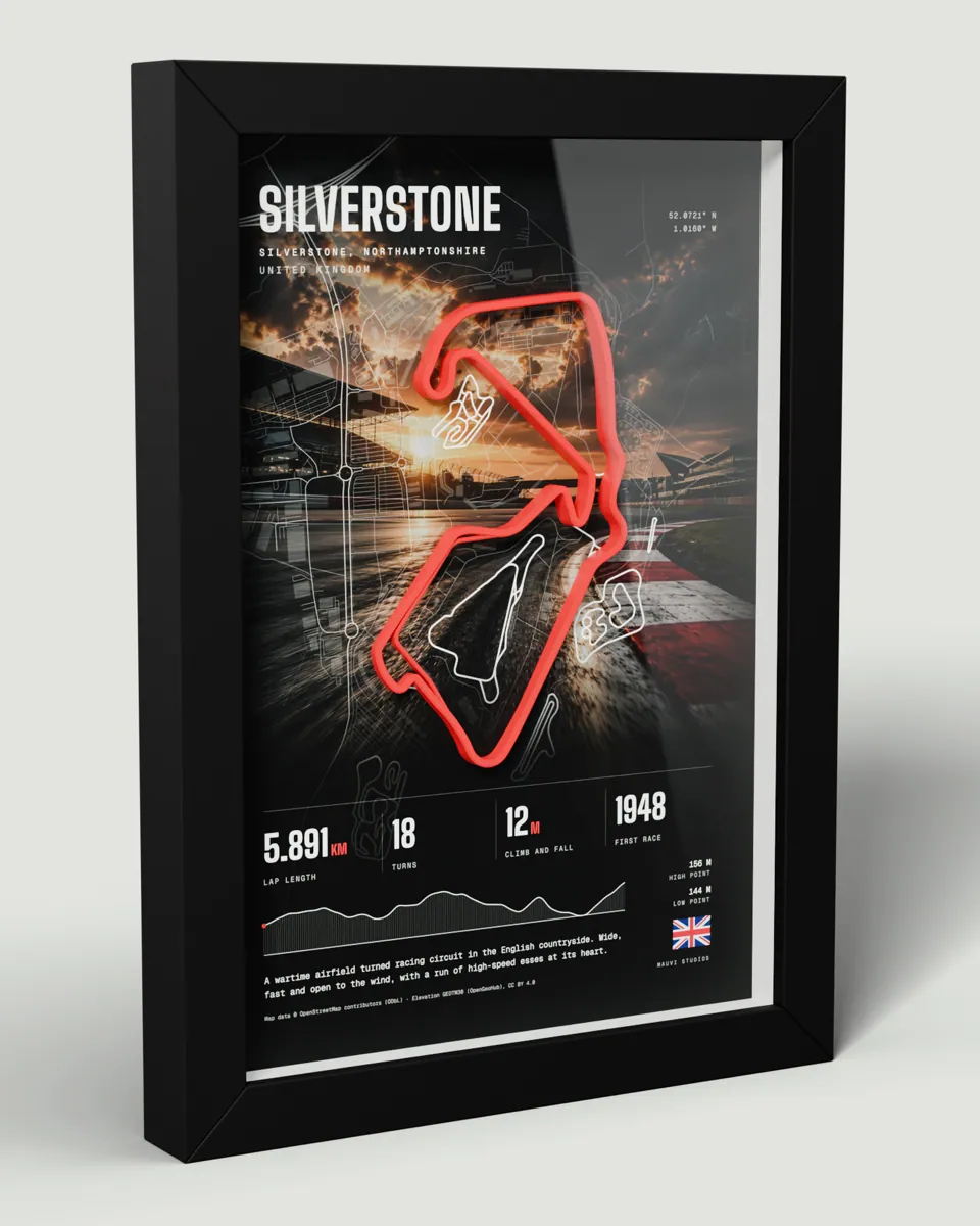 Silverstone frame in the Photo design, angled view