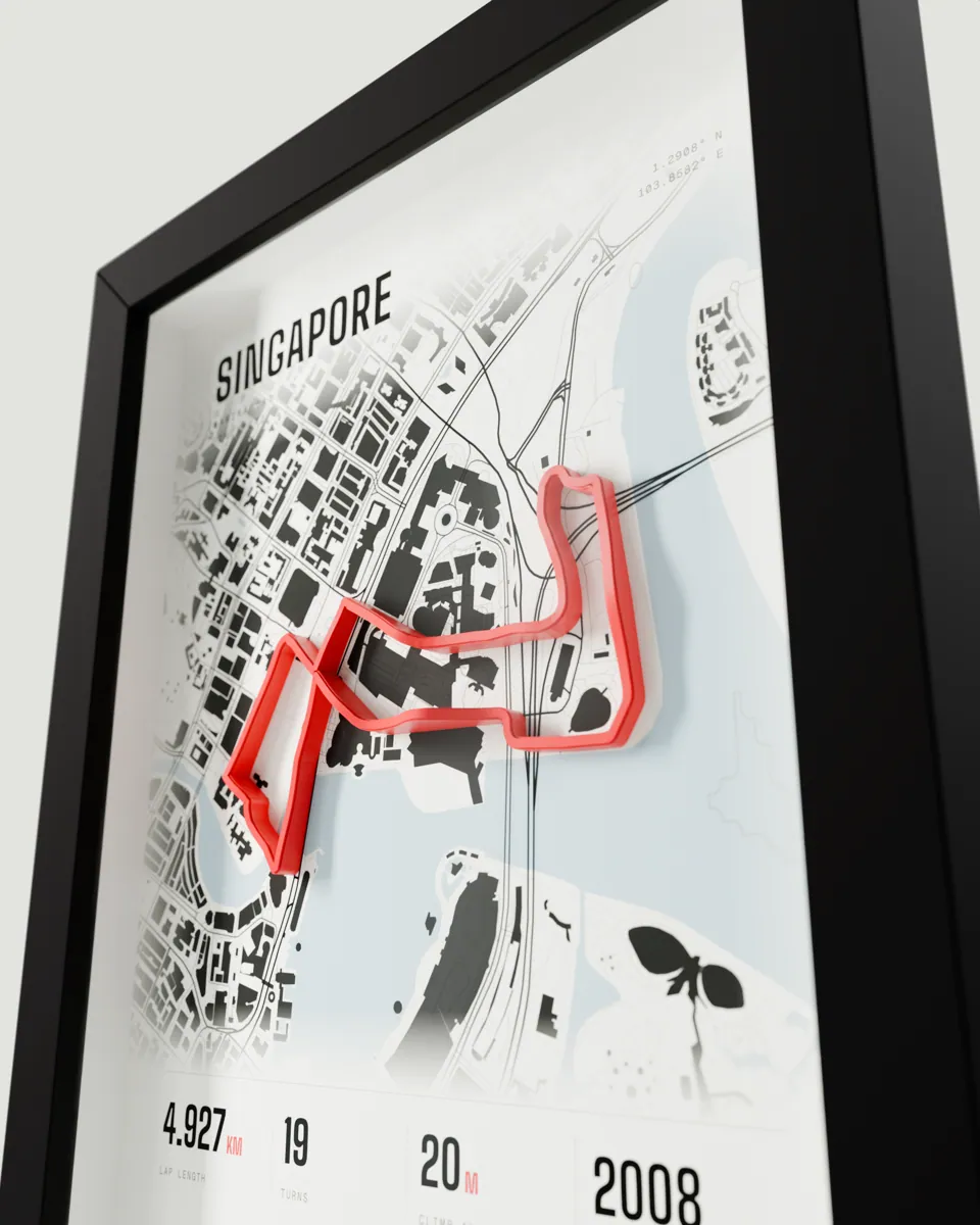 Singapore frame in the Light design, close-up of the raised track