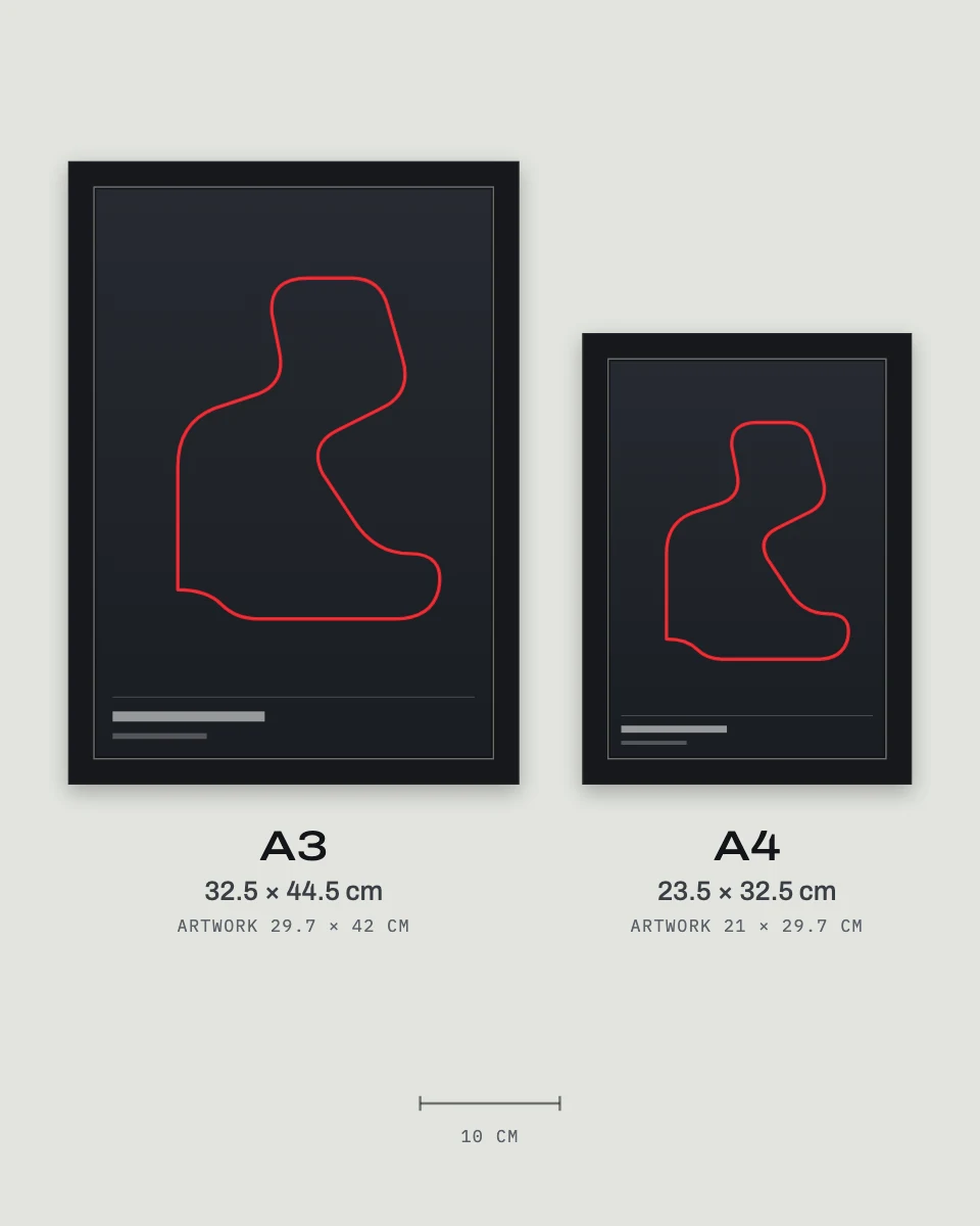 A3 and A4 frames side by side, to scale