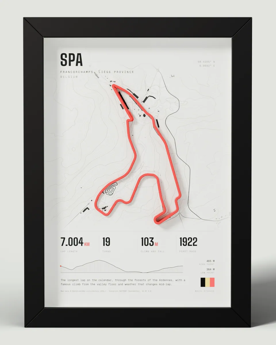 Spa, Belgium 3D track frame in the Light design