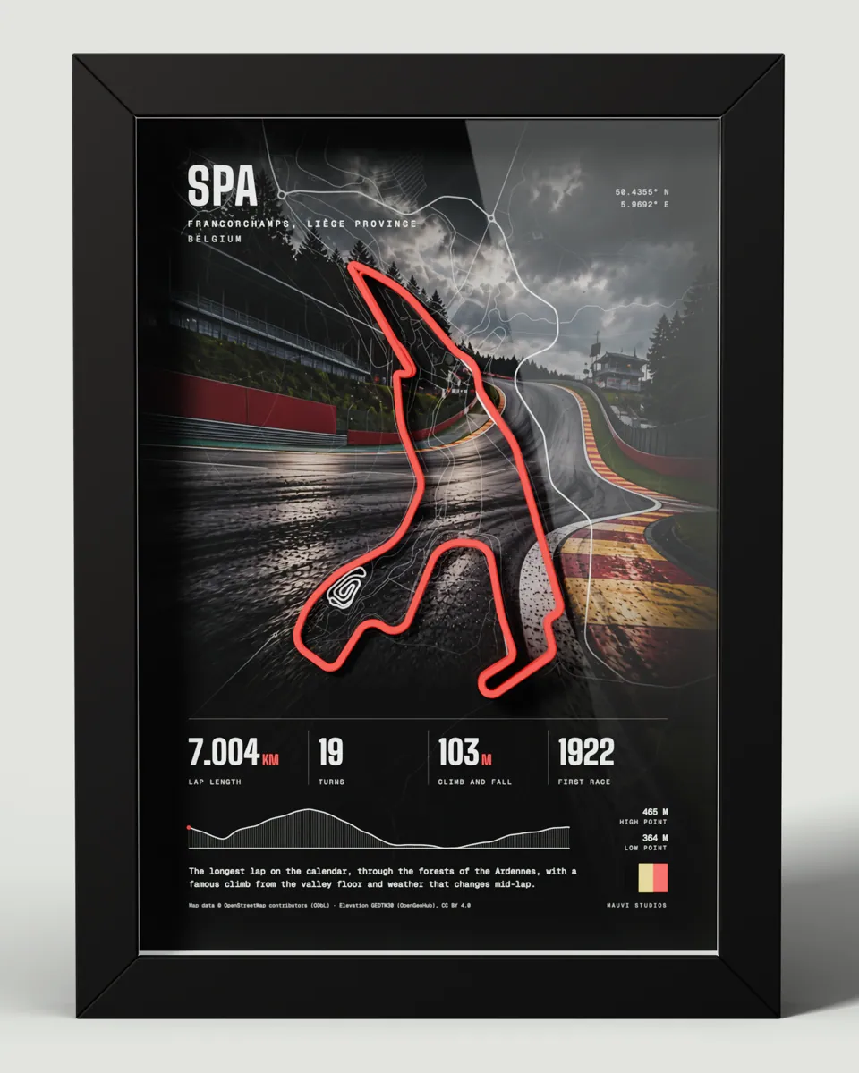 Spa, Belgium 3D track frame in the Photo design