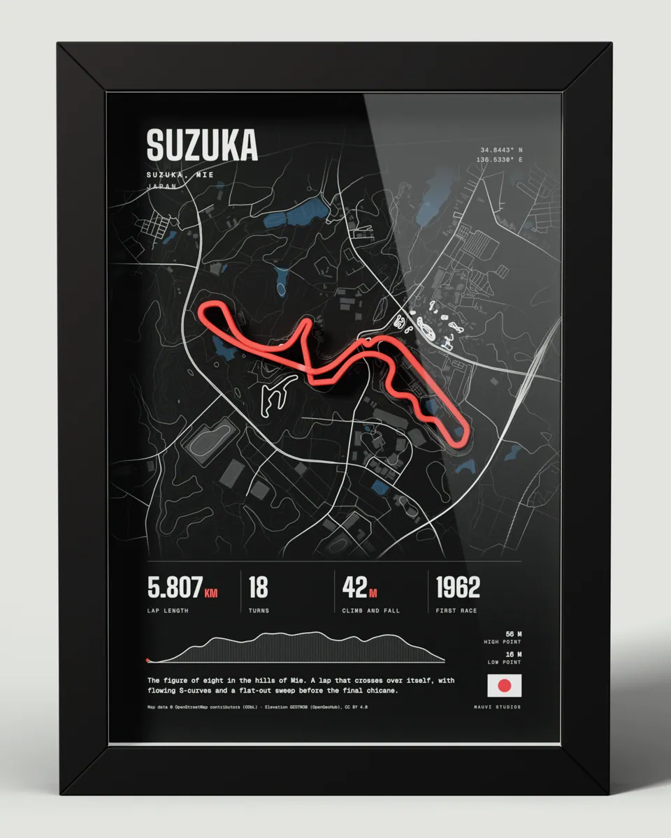Suzuka frame in the Dark design, front view
