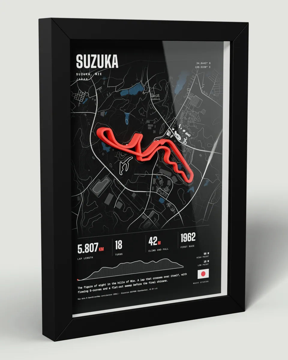 Suzuka, Japan 3D track frame in the Dark design