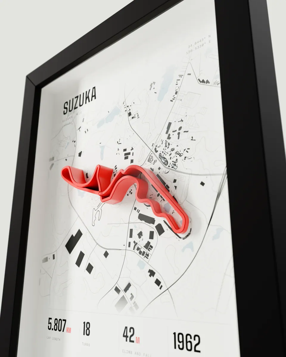 Suzuka frame in the Light design, close-up of the raised track