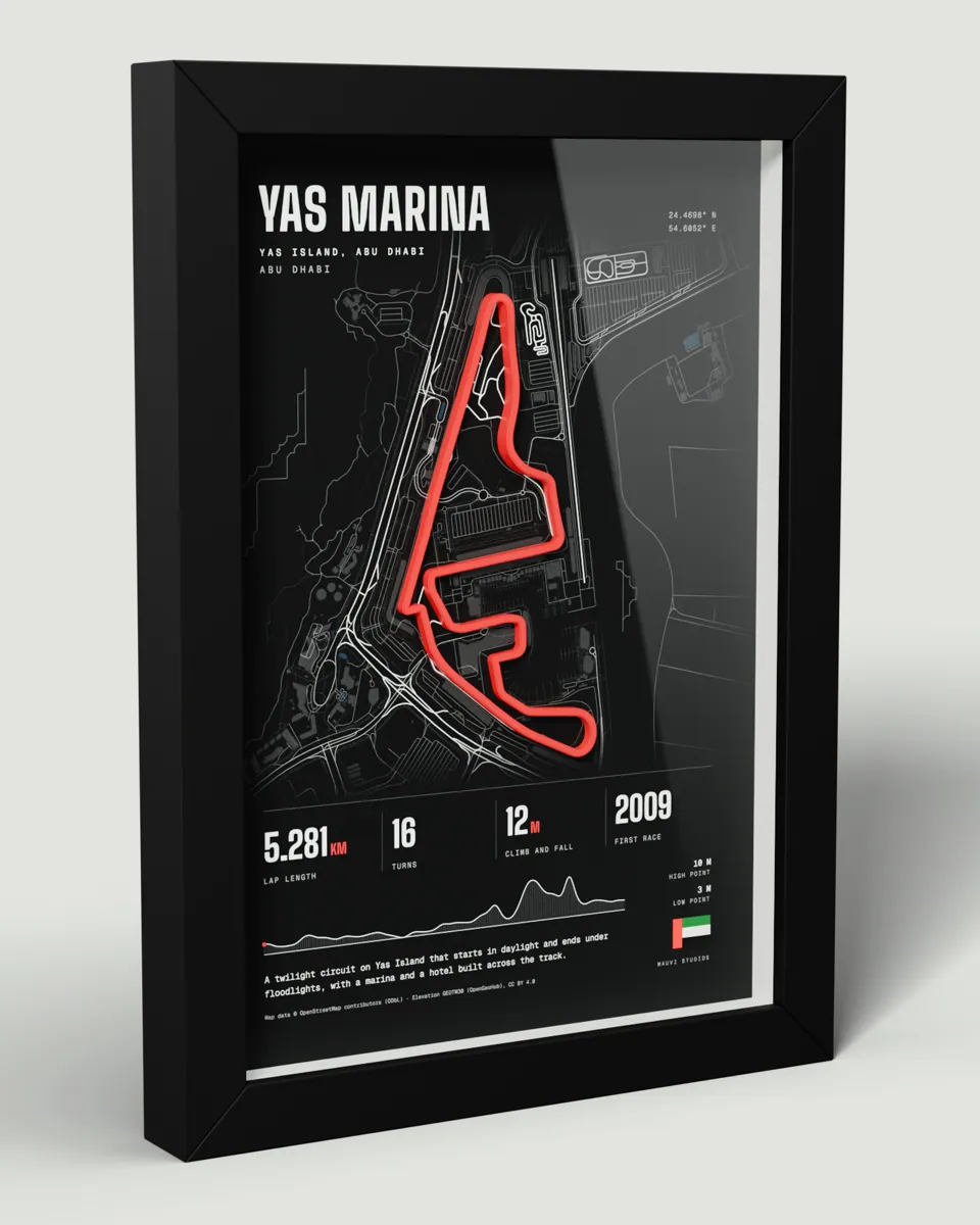 Yas Marina, Abu Dhabi 3D track frame in the Dark design