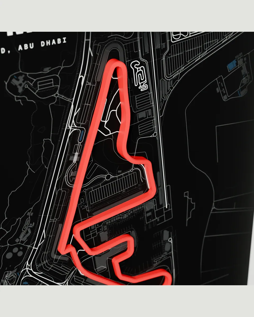 Yas Marina frame in the Dark design, close-up of the relief