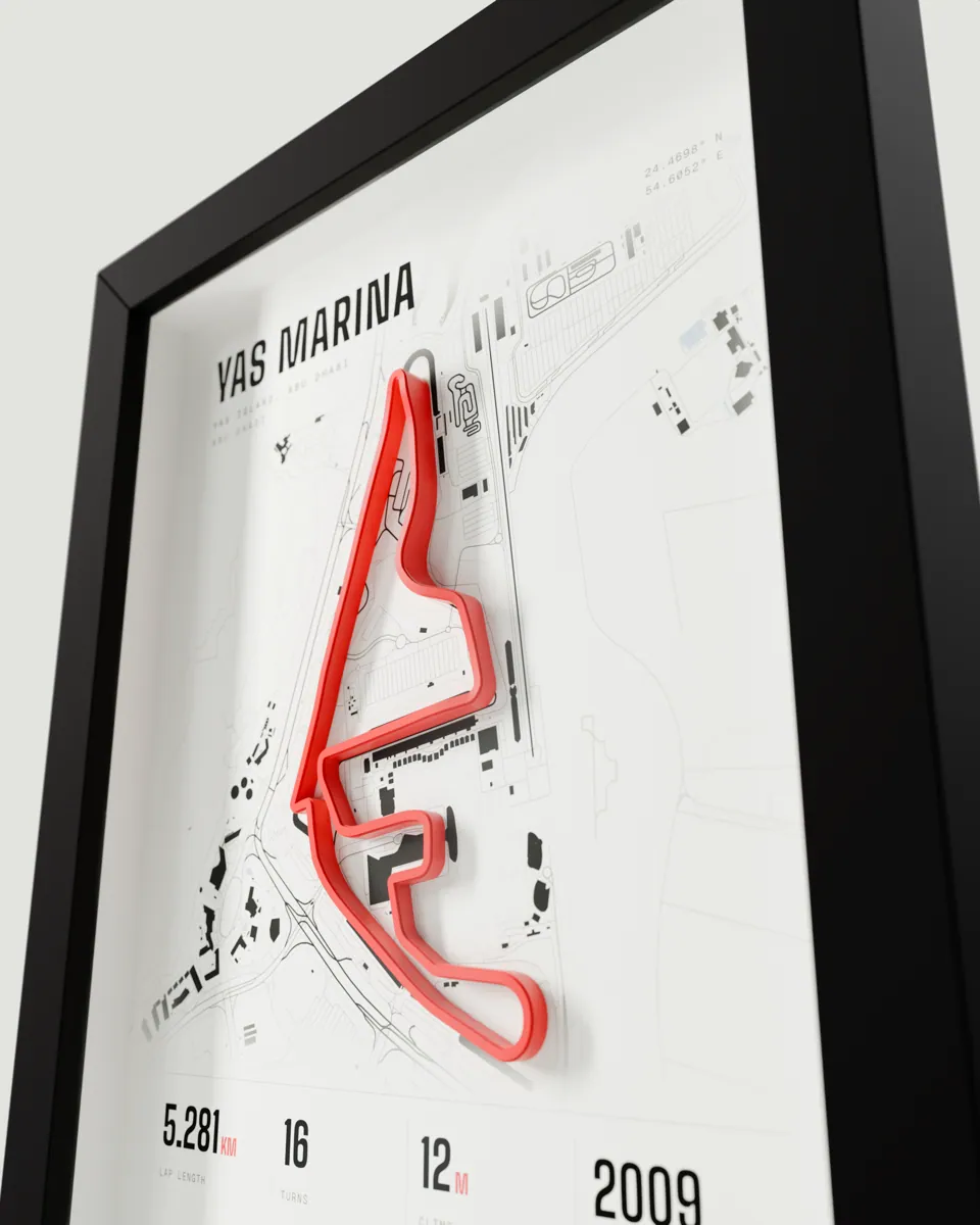 Yas Marina frame in the Light design, close-up of the raised track