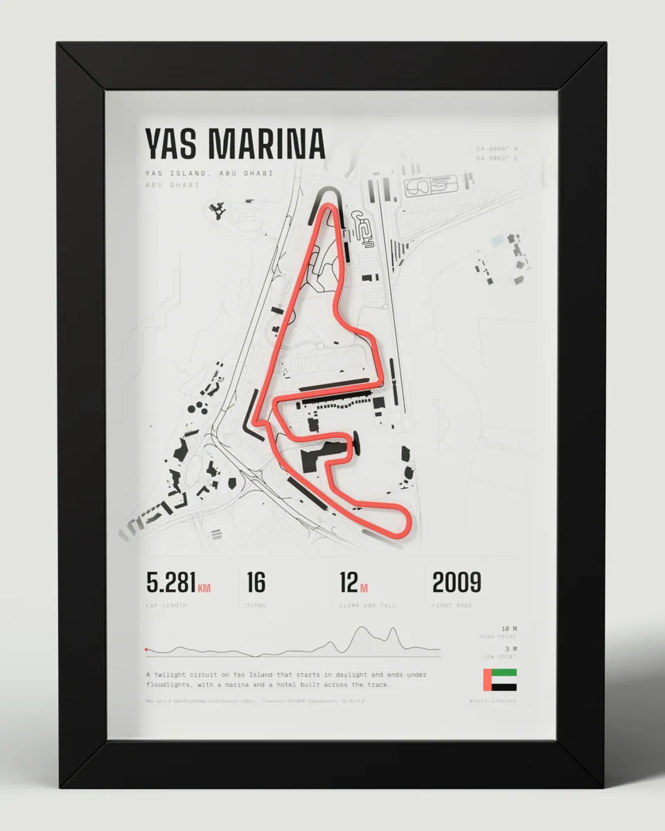 Yas Marina frame in the Light design, front view