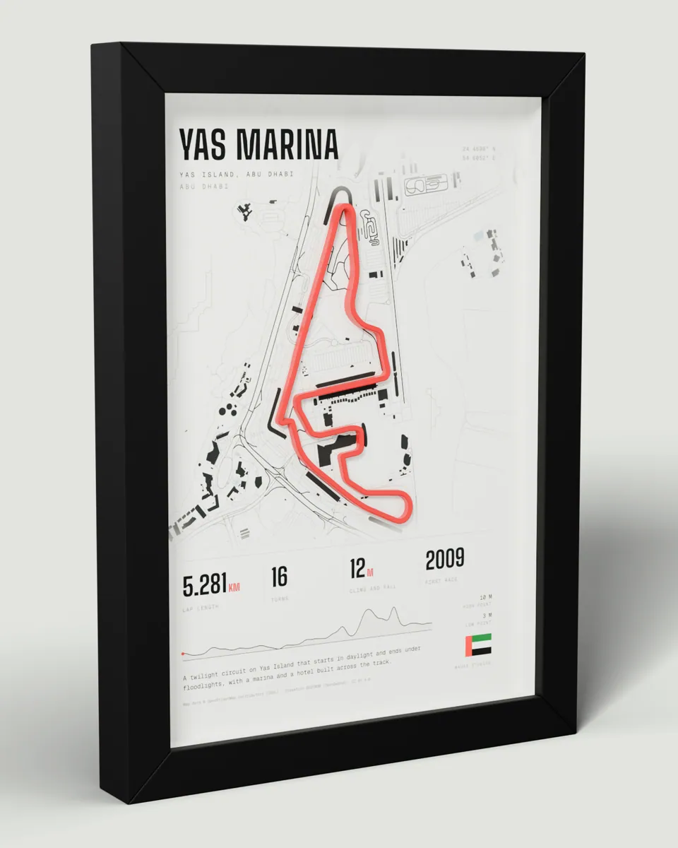 Yas Marina frame in the Light design, angled view