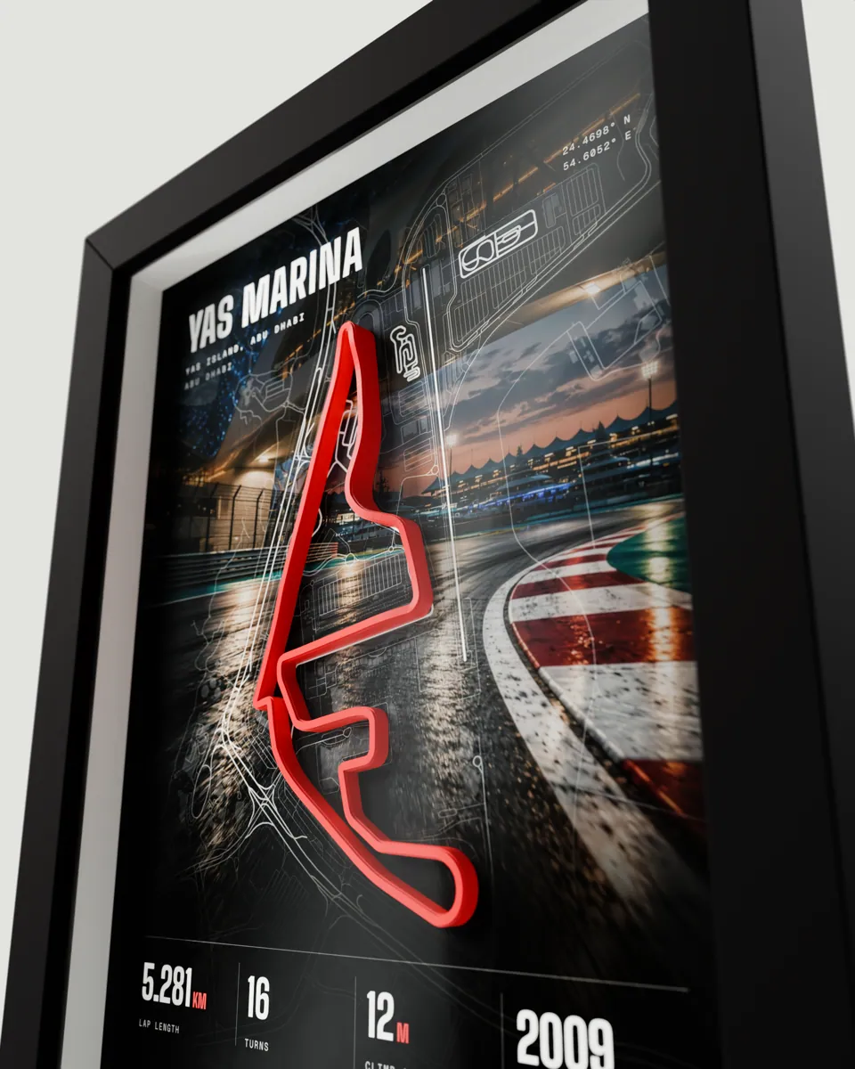 Yas Marina frame in the Photo design, close-up of the raised track