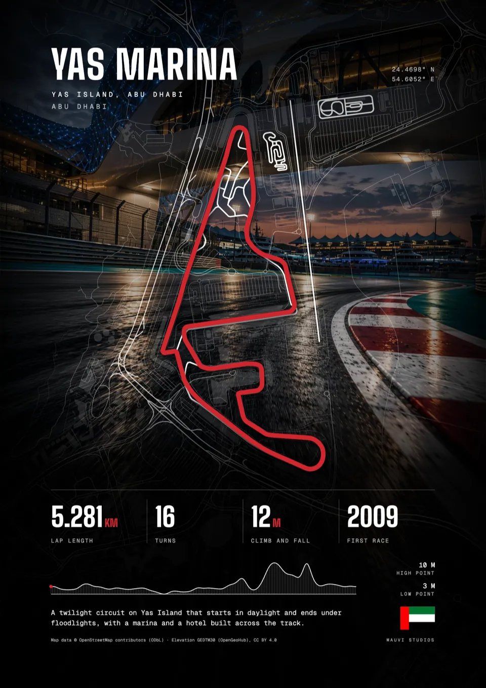 Yas Marina, Abu Dhabi: framed poster in the Photo design, front view