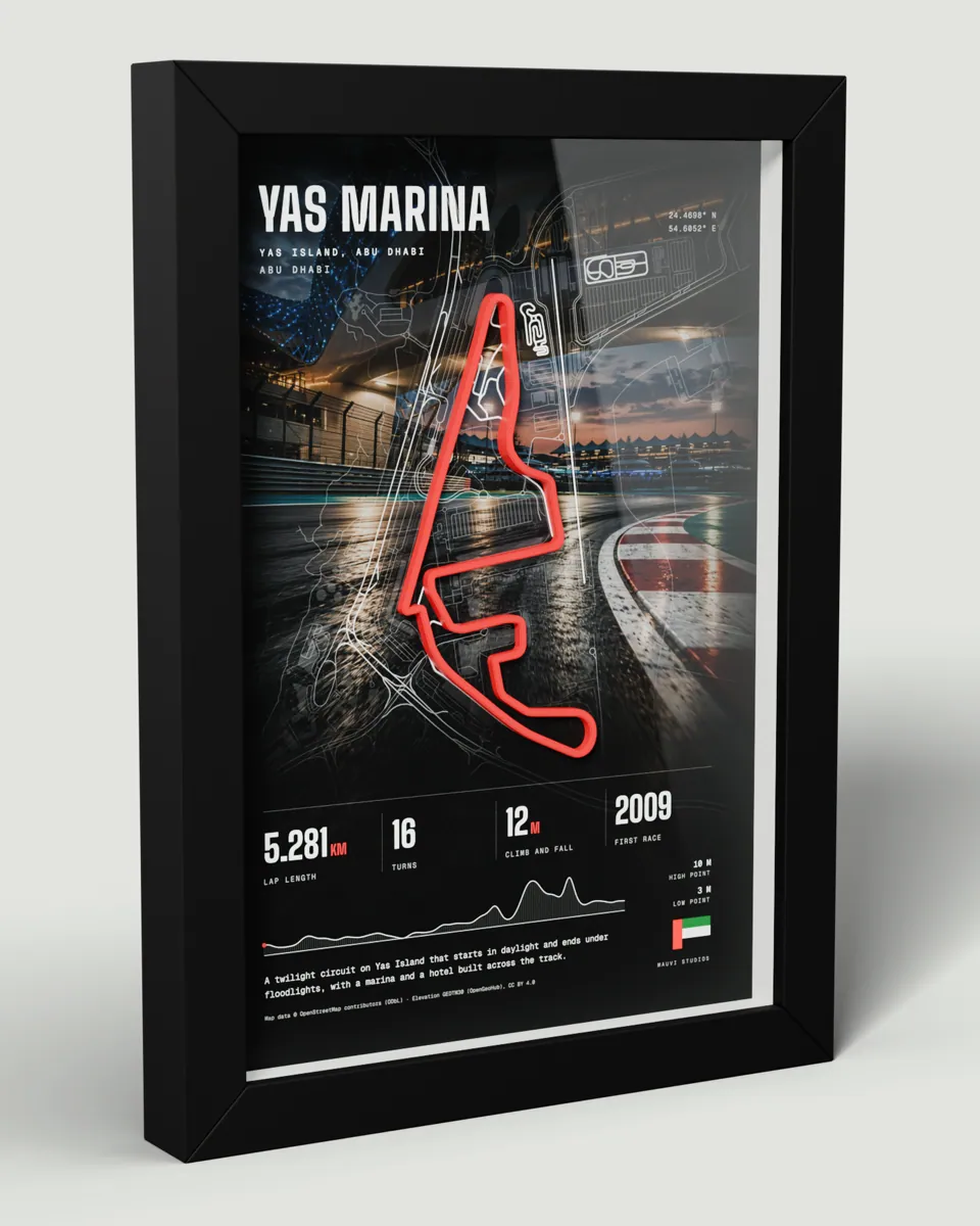 Yas Marina frame in the Photo design, angled view