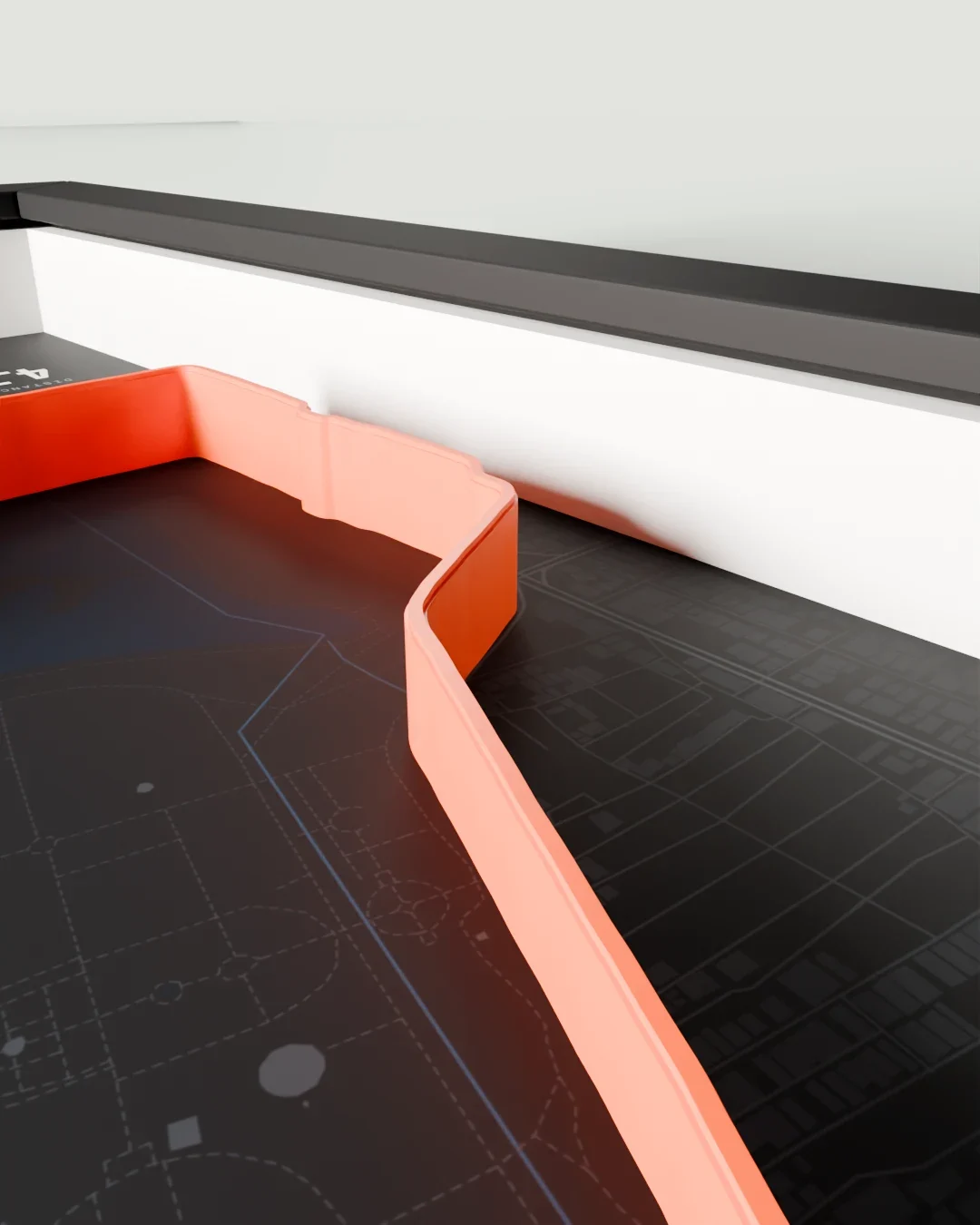 Lalbagh Loop, Bengaluru: a run frame in the Tempo design, the route 3D-printed in relief