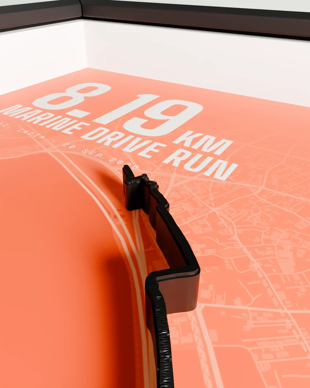 Marine Drive Run, Mumbai: a run frame in the Ember design, the route 3D-printed in relief